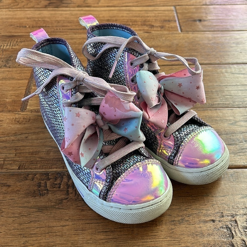 JoJo Siwa Iridescent Mermaid High Top Sneakers Bow Detail Little Girl's Size 1